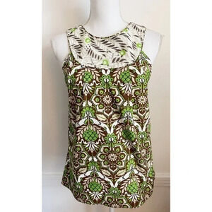 Milly • Green White Brown Paisley Tank Top